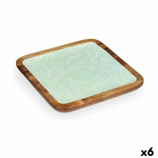 Centro de Mesa Branco Castanho Verde Folha de Planta 25 x 25 cm (6 Unidades)