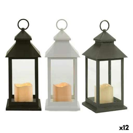 Lanterna LED Branco Preto Cristal Plástico 13,5 x 34,5 x 13,5 cm (12 Unidades)