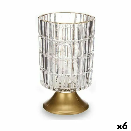 Lanterna LED Transparente Dourado Vidro 10,7 x 18 x 10,7 cm (6 Unidades)