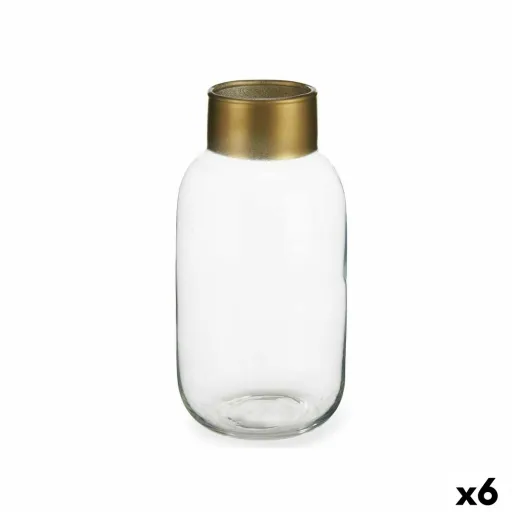 Vaso Transparente Dourado Vidro 11,5 x 24 x 11,5 cm (6 Unidades)