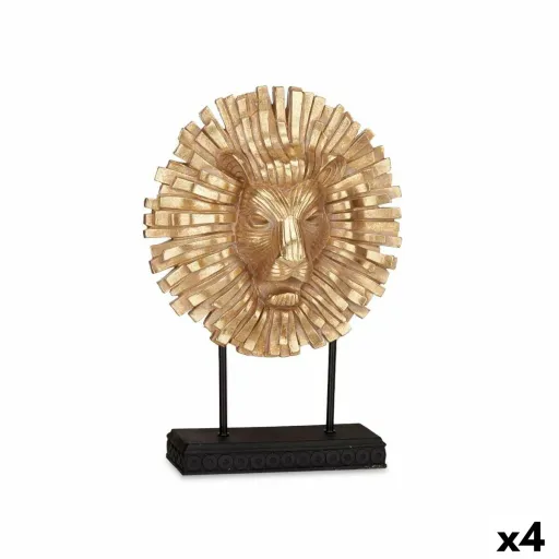 Figura Decorativa Leão Preto Dourado 28 x 38,5 x 11,5 cm (4 Unidades)