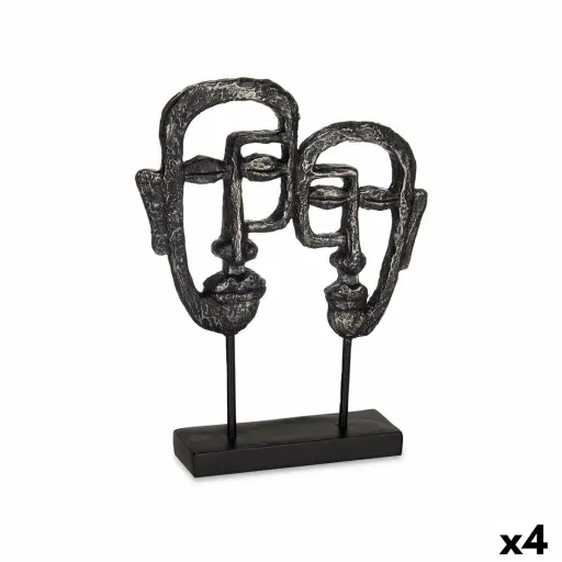 Figura Decorativa Face Preto 27 x 32,5 x 10,5 cm (4 Unidades)