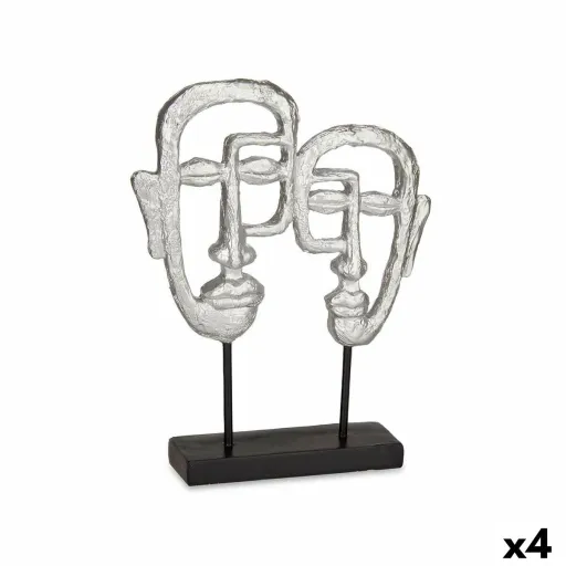 Figura Decorativa Face Prateado 27 x 32,5 x 10,5 cm (4 Unidades)