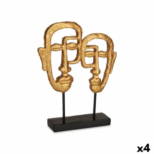 Figura Decorativa Face Dourado 27 x 32,5 x 10,5 cm (4 Unidades)