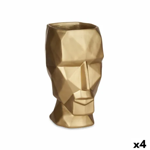 Vaso 3D Face Dourado Poliresina 12 x 24,5 x 16 cm (4 Unidades)