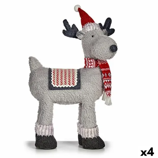 Figura Decorativa Rena de Natal Vermelho Cinzento 22 x 47 x 45 cm (4 Unidades)