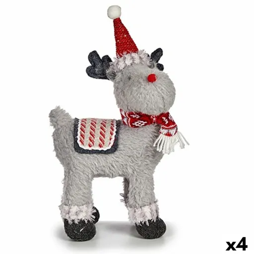 Figura Decorativa Rena de Natal Vermelho Cinzento 21 x 36 x 36 cm (4 Unidades)