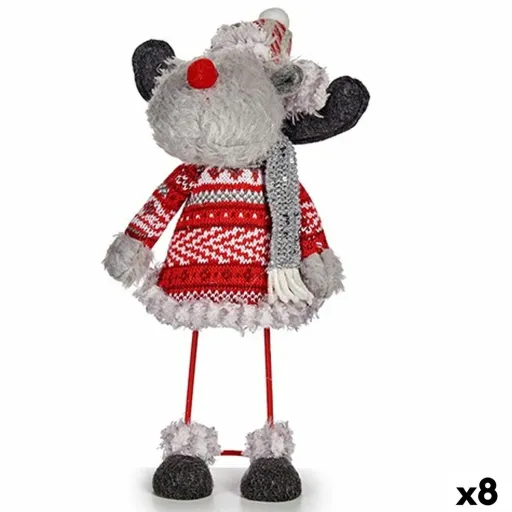 Figura Decorativa Rena de Natal Vermelho Cinzento 13 x 33,5 x 20 cm (8 Unidades)