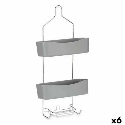 Suporte para o Chuveiro 28 x 60 x 14 cm Cinzento Metal Plástico (6 Unidades)