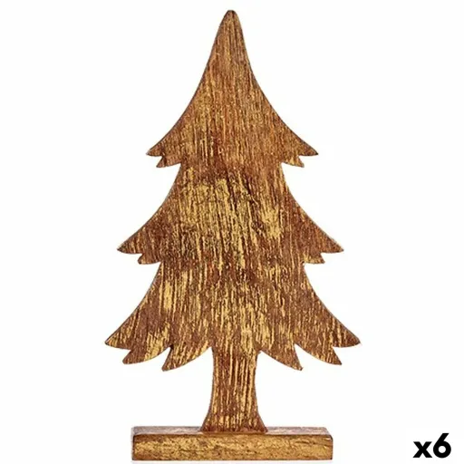 Figura Decorativa Árvore de Natal Dourado Madeira 5 x 39 x 22 cm (6 Unidades)