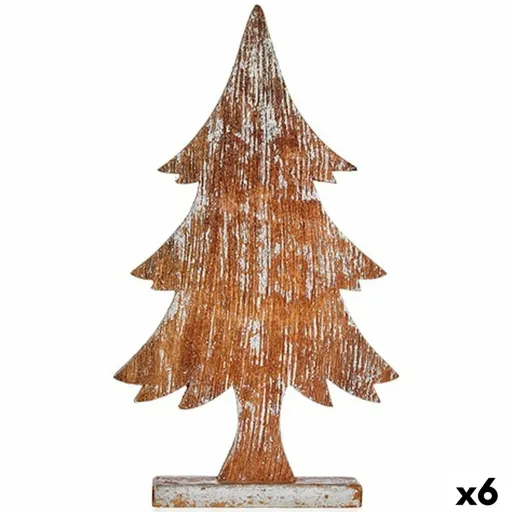 Figura Decorativa Árvore de Natal Prateado Madeira 5 x 49,5 x 26 cm (6 Unidades)