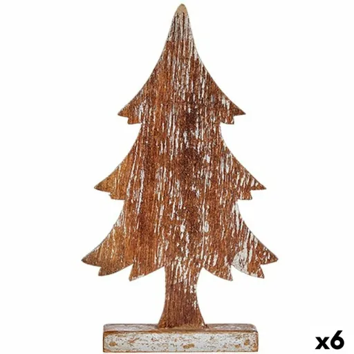 Figura Decorativa Árvore de Natal Prateado Madeira 5 x 39 x 21 cm (6 Unidades)