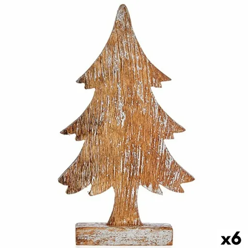 Figura Decorativa Árvore de Natal Prateado Madeira 5 x 31 x 15 cm (6 Unidades)