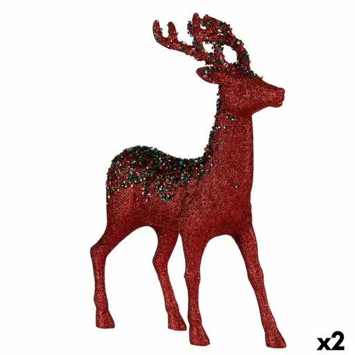 Figura Decorativa Rena de Natal Vermelho Plástico 15 x 45 x 30 cm (2 Unidades)