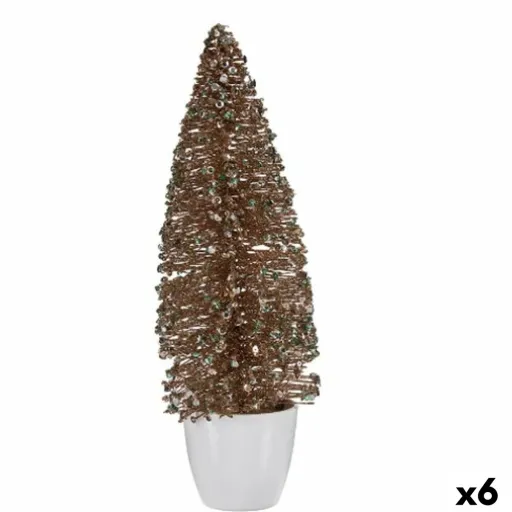 Figura Decorativa Árvore de Natal Menta Champagne Plástico 10 x 33 x 10 cm (6 Unidades)