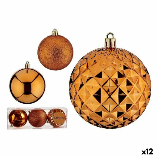 Conjunto de Bolas de Natal Laranja PVC Ø 8 cm (12 Unidades)