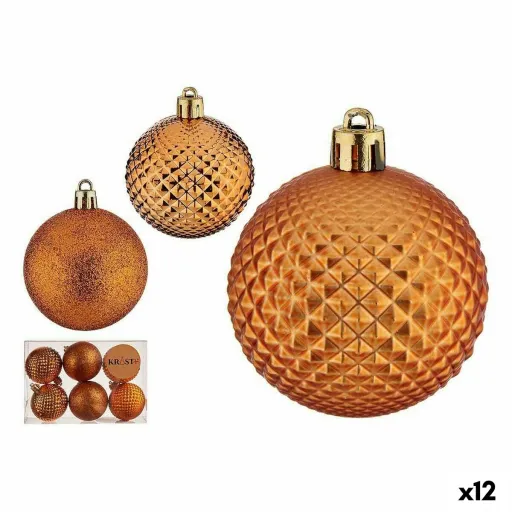 Conjunto de Bolas de Natal 6 cm Laranja PVC (12 Unidades)