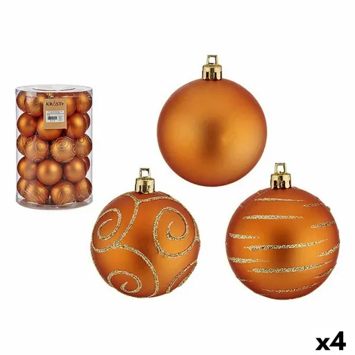 Conjunto de Bolas de Natal Laranja PVC 6 cm (4 Unidades)