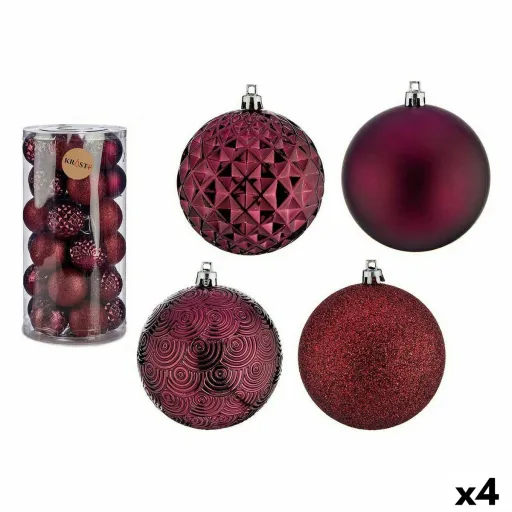 Conjunto de Bolas de Natal Roxo 8 cm PVC (4 Unidades)