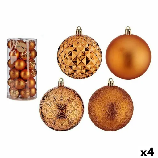 Conjunto de Bolas de Natal 8 cm Laranja PVC (4 Unidades)