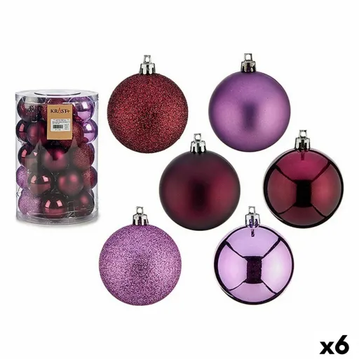 Conjunto de Bolas de Natal Roxo Plástico 6 x 7 x 6 cm (6 Unidades)