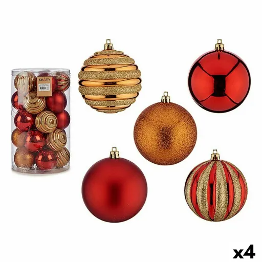 Conjunto de Bolas de Natal Vermelho Laranja PVC Ø 8 cm (4 Unidades)