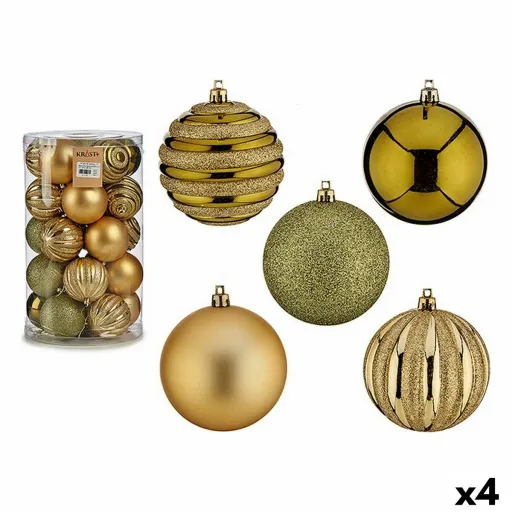 Conjunto de Bolas de Natal Verde Dourado PVC 8 x 9 x 8 cm (4 Unidades)