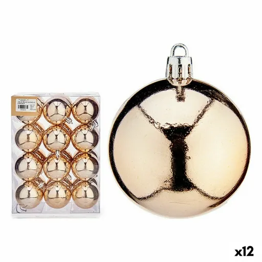 Conjunto de Bolas de Natal Champagne PVC 6 x 7 x 6 cm (12 Unidades)