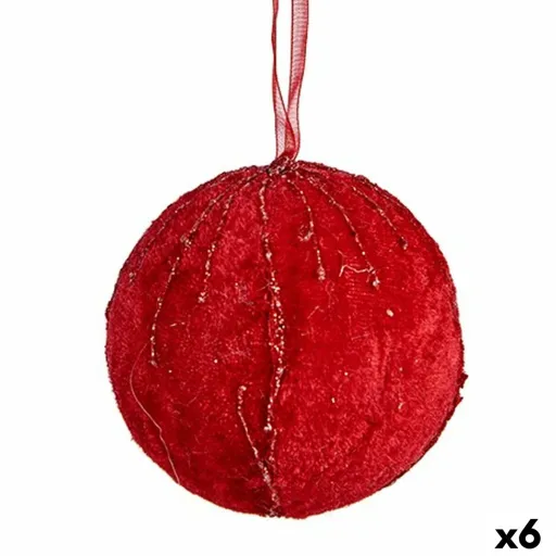 Conjunto de Bolas de Natal Poliéster Vermelho 8 x 8 x 8 cm (6 Unidades)