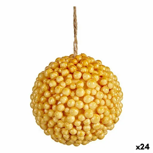 Bola de Natal Amarelo Plástico 8 x 8 x 8 cm (24 Unidades)