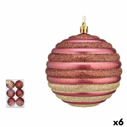 Conjunto de Bolas de Natal Círculos Cor de Rosa Plástico 10 x 11 x 10 cm (6 Unidades)