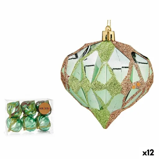 Conjunto de Bolas de Natal Diamante Verde Plástico 8 x 9 x 8 cm (12 Unidades)