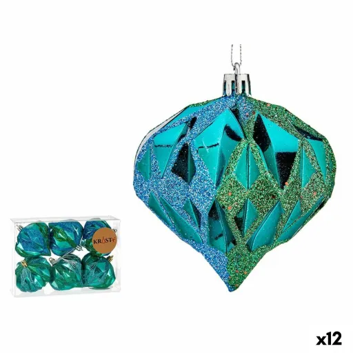 Conjunto de Bolas de Natal Diamante Azul Plástico 8 x 9 x 8 cm (12 Unidades)