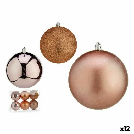 Conjunto de Bolas de Natal Cor de Rosa Plástico 10 x 11 x 10 cm (12 Unidades)