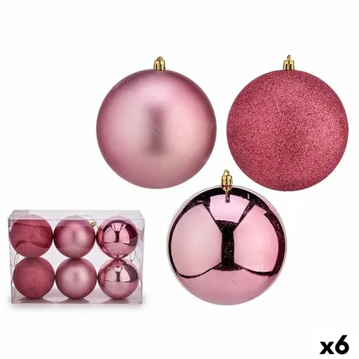 Conjunto de Bolas de Natal Cor de Rosa PVC Ø 12 cm (6 Unidades)