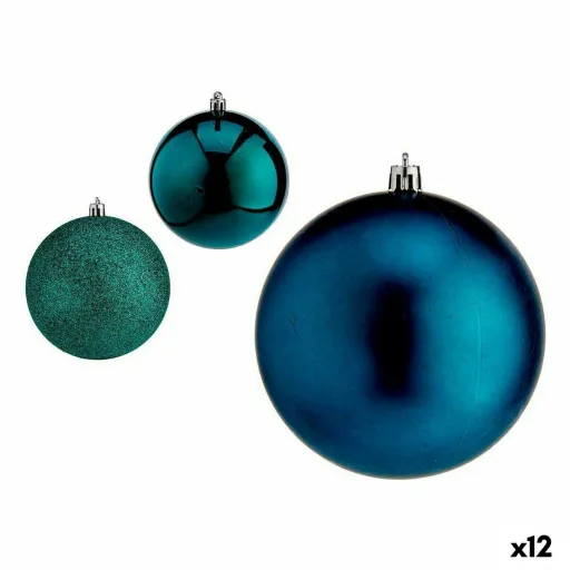 Conjunto de Bolas de Natal Azul Plástico 10 x 11 x 10 cm (12 Unidades)