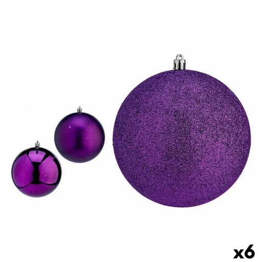 Conjunto de Bolas de Natal Roxo PVC Ø 12 cm (6 Unidades)