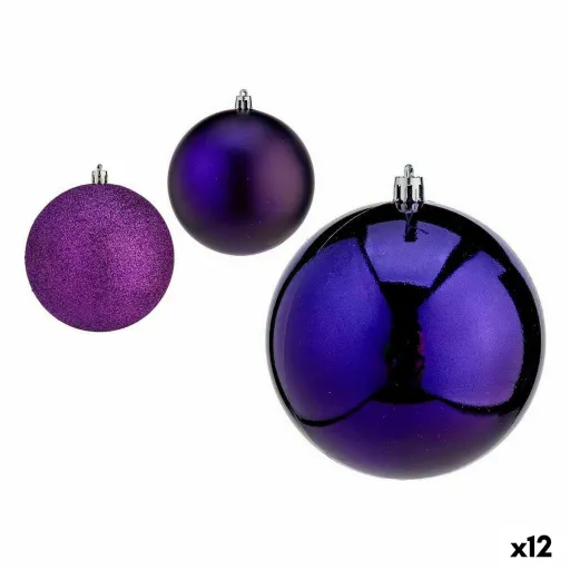 Conjunto de Bolas de Natal Roxo Plástico 10 x 11 x 10 cm (12 Unidades)