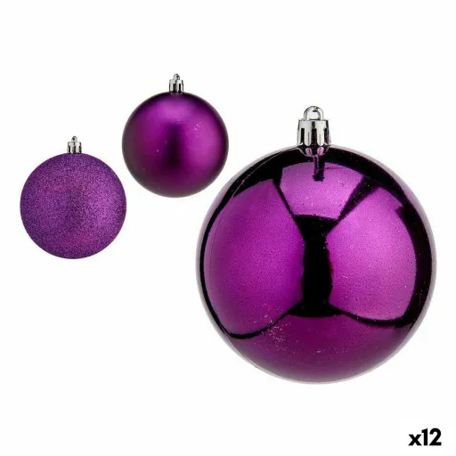 Conjunto de Bolas de Natal Roxo Plástico 8 x 9 x 8 cm (12 Unidades)