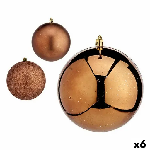 Conjunto de Bolas de Natal Castanho Plástico 12 x 13 x 12 cm (6 Unidades)