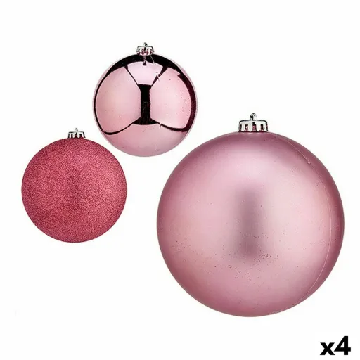 Conjunto de Bolas de Natal Cor de Rosa 15 x 16 x 15 cm (4 Unidades)