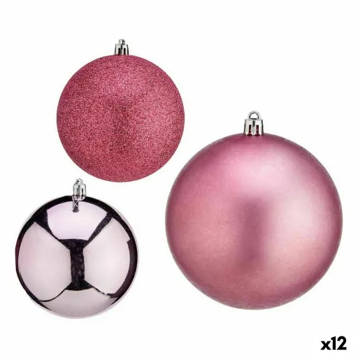 Conjunto de Bolas de Natal Cor de Rosa Plástico 10 x 11 x 10 cm (12 Unidades)