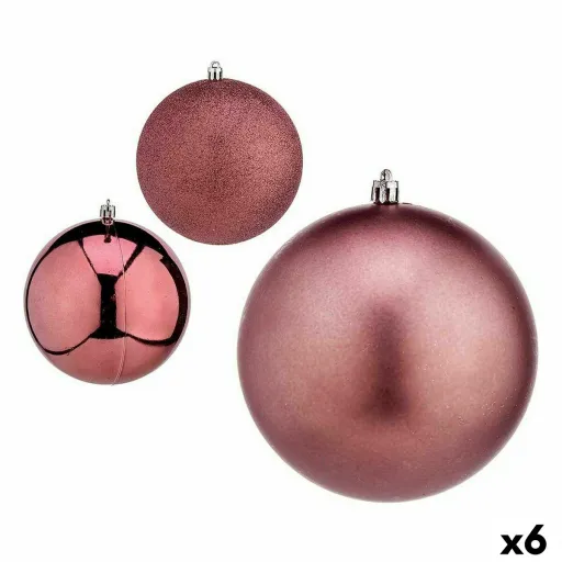 Conjunto de Bolas de Natal Cor de Rosa Plástico Ø 12 cm (6 Unidades)