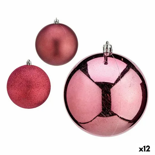 Conjunto de Bolas de Natal Cor de Rosa Plástico 10 x 11 x 10 cm (12 Unidades)