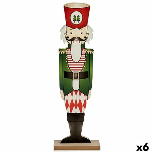 Figura Decorativa Quebra-Nozes Branco Preto Vermelho Verde Madeira 10 x 60 x 19 cm (6 Unidades)