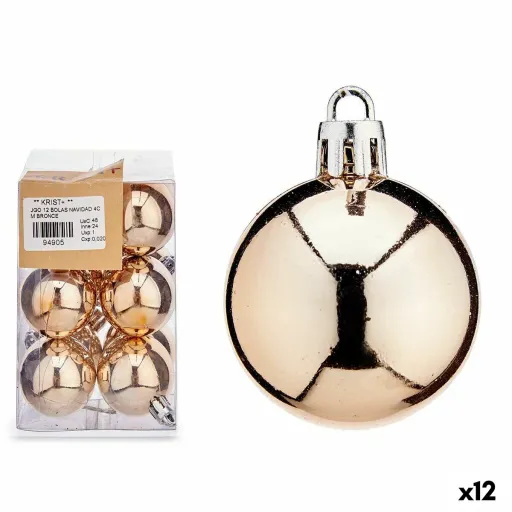 Conjunto de Bolas de Natal Bronze PVC Ø 4 cm (12 Unidades)