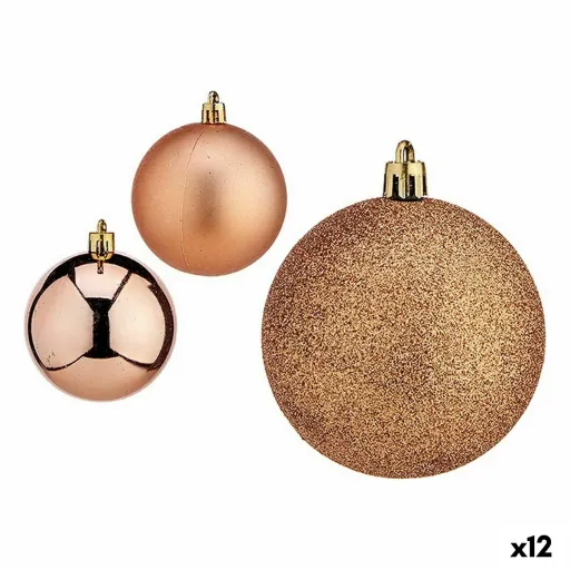 Conjunto de Bolas de Natal Cobre Plástico Ø 7 cm (12 Unidades)