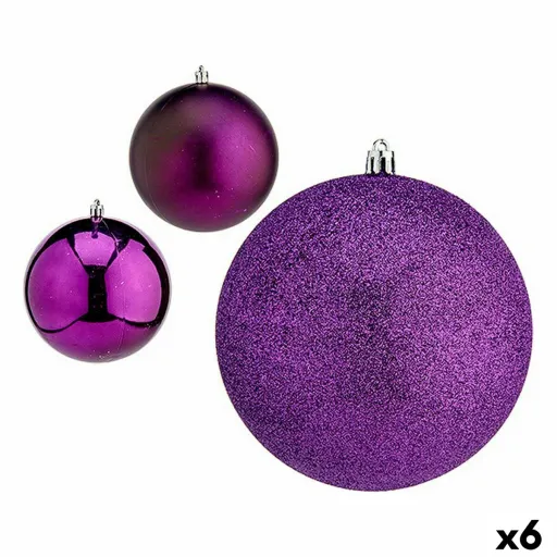 Conjunto de Bolas de Natal Roxo Plástico Ø 12 cm (6 Unidades)