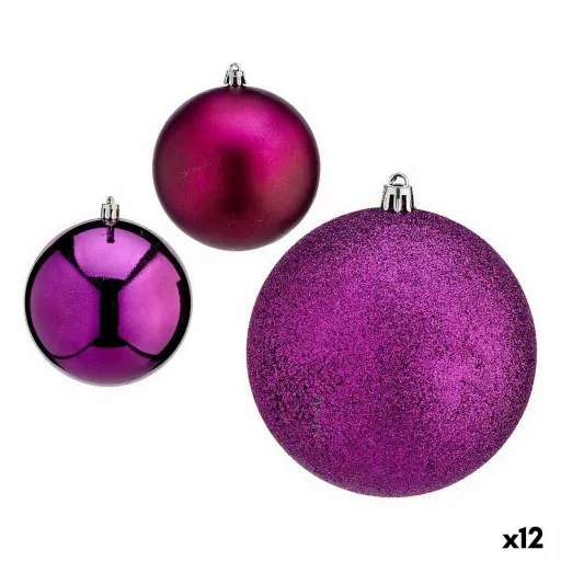 Conjunto de Bolas de Natal Roxo Plástico 10 x 13 x 10 cm (12 Unidades)