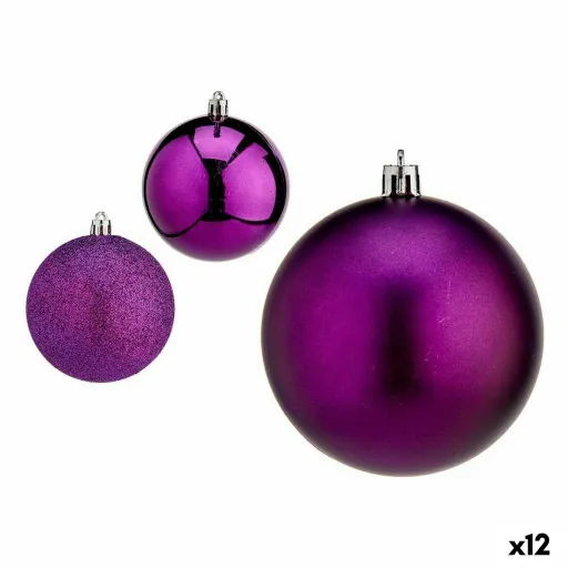 Conjunto de Bolas de Natal Roxo Plástico 8 x 8 x 47 cm (12 Unidades)